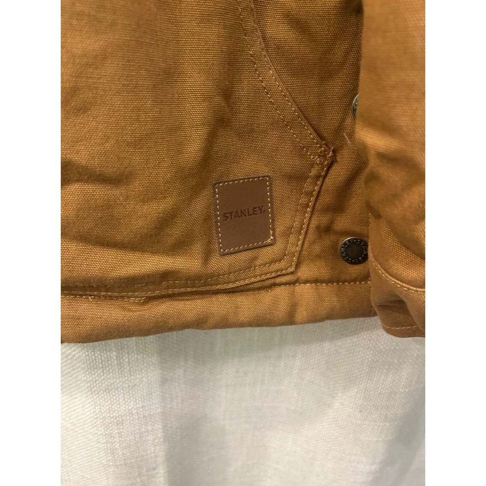 Stanley Mens XL Heavy Duty Workwear Canvas Jacket Brown Cotton Duck Quilt Lined